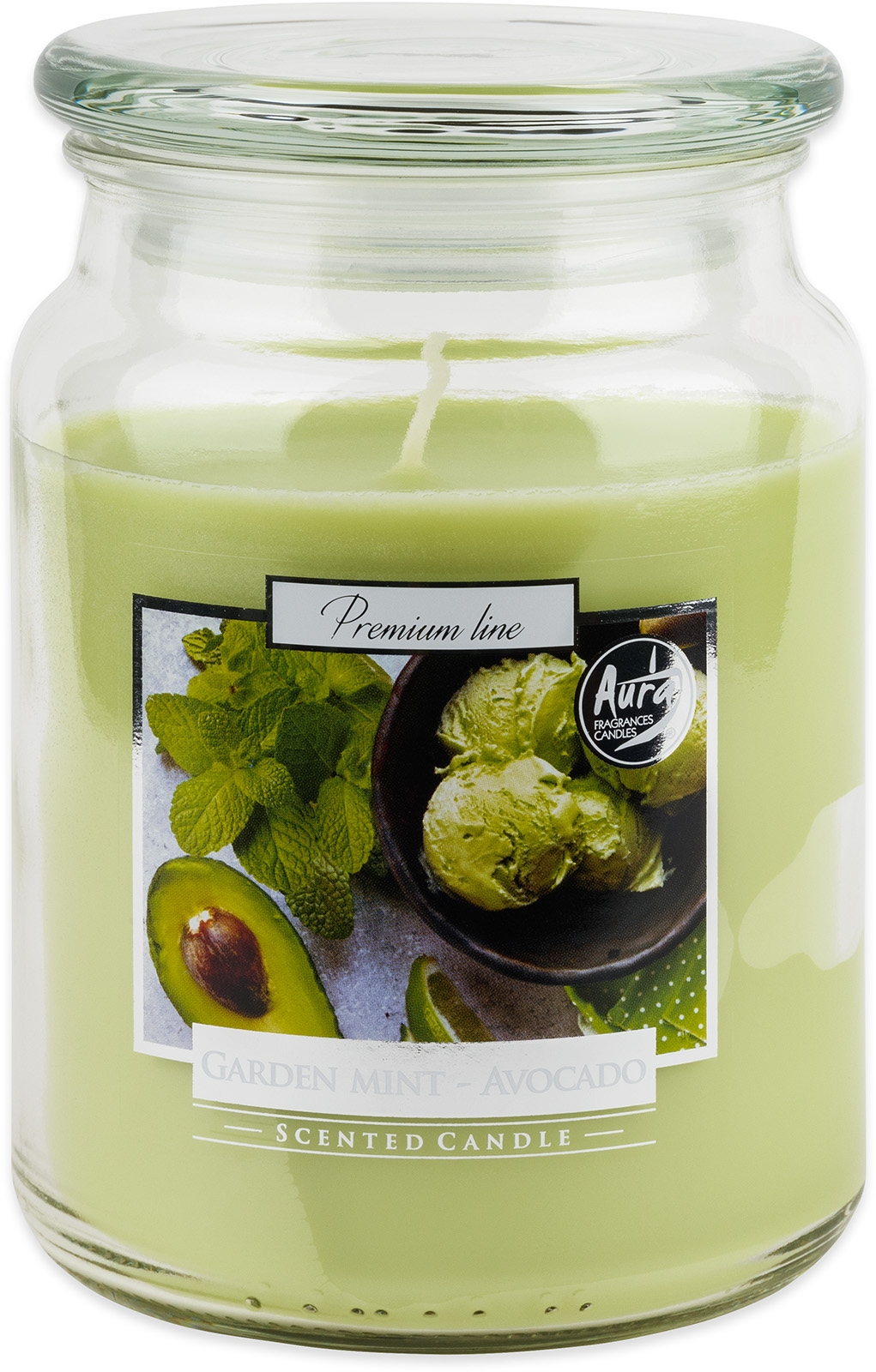 Vonná svíčka ve skle s víkem Golden mint - Avocado 500g