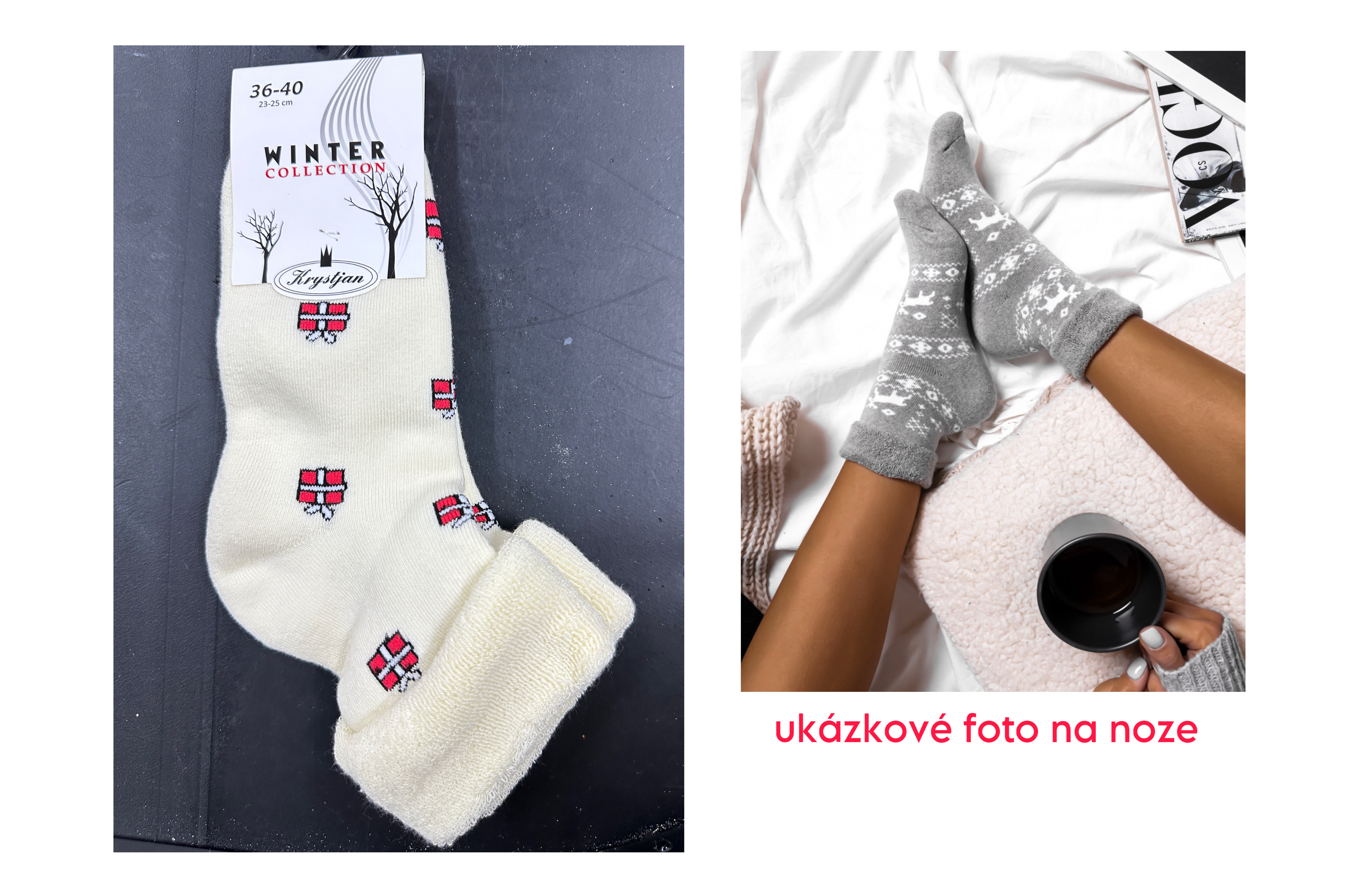 Bílé ponožky s vánočním dárečky 1pár /vel.36-40