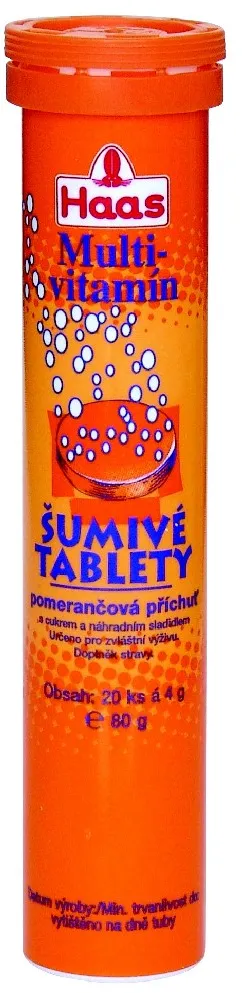 HAAS Multivitamín pomeranč 20 šumivých tablet 80g