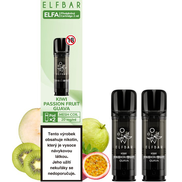 K18+ ELF BAR náplň ELFA POD KIWI PASSION FRUIT GUAVA 2x2ml