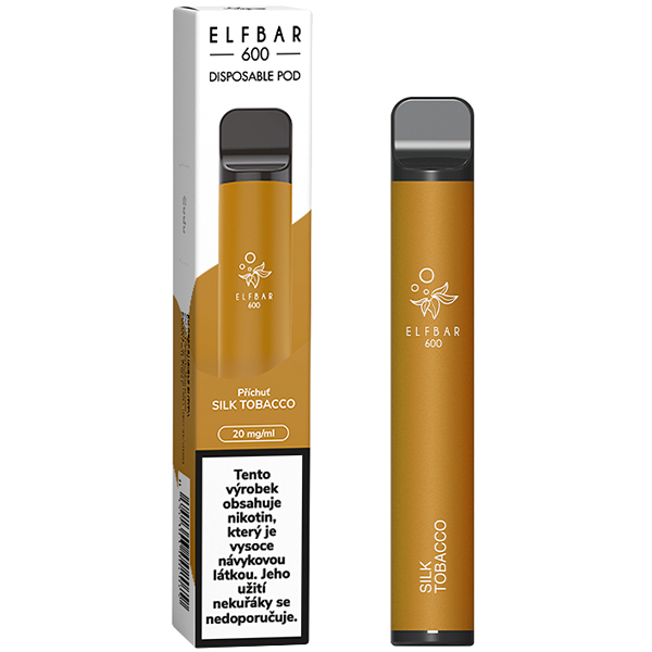 K18+ ELF BAR 600 Jednorázová elektronická cigareta Silk Tobacco