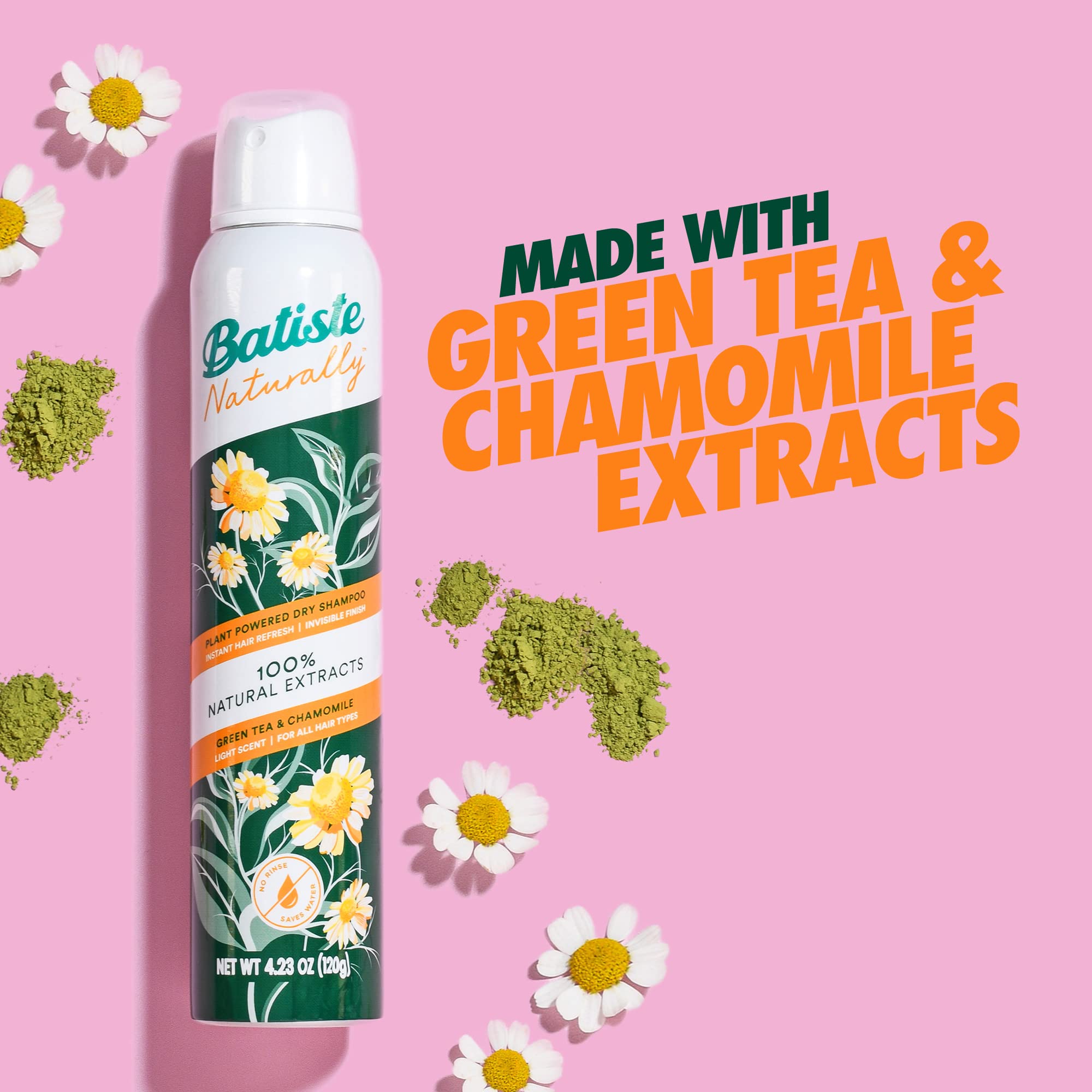 Batiste Naturally Green tea & Chamomile suchý šampon 200ml
