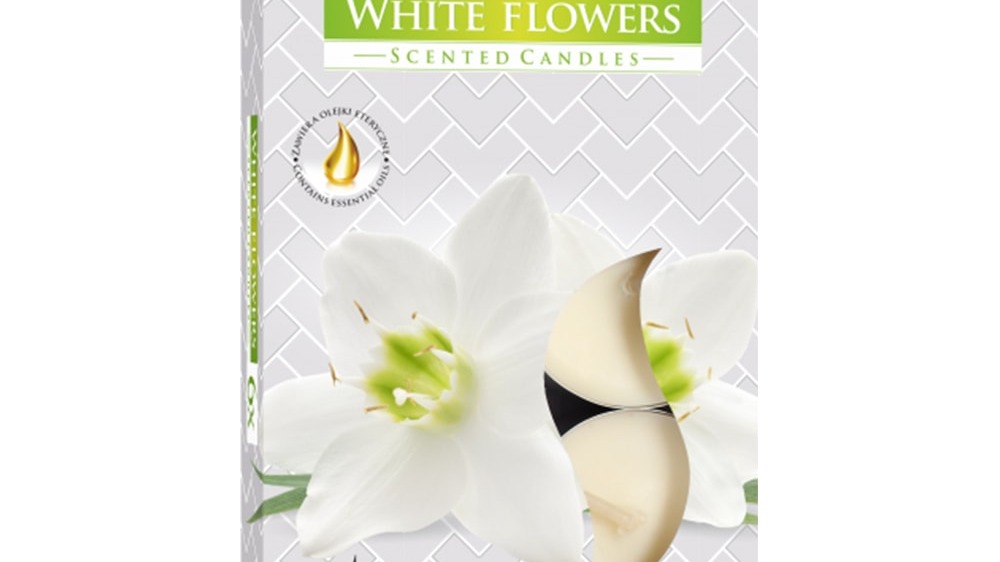 Čajové svíčky - White Flowers 6 ks