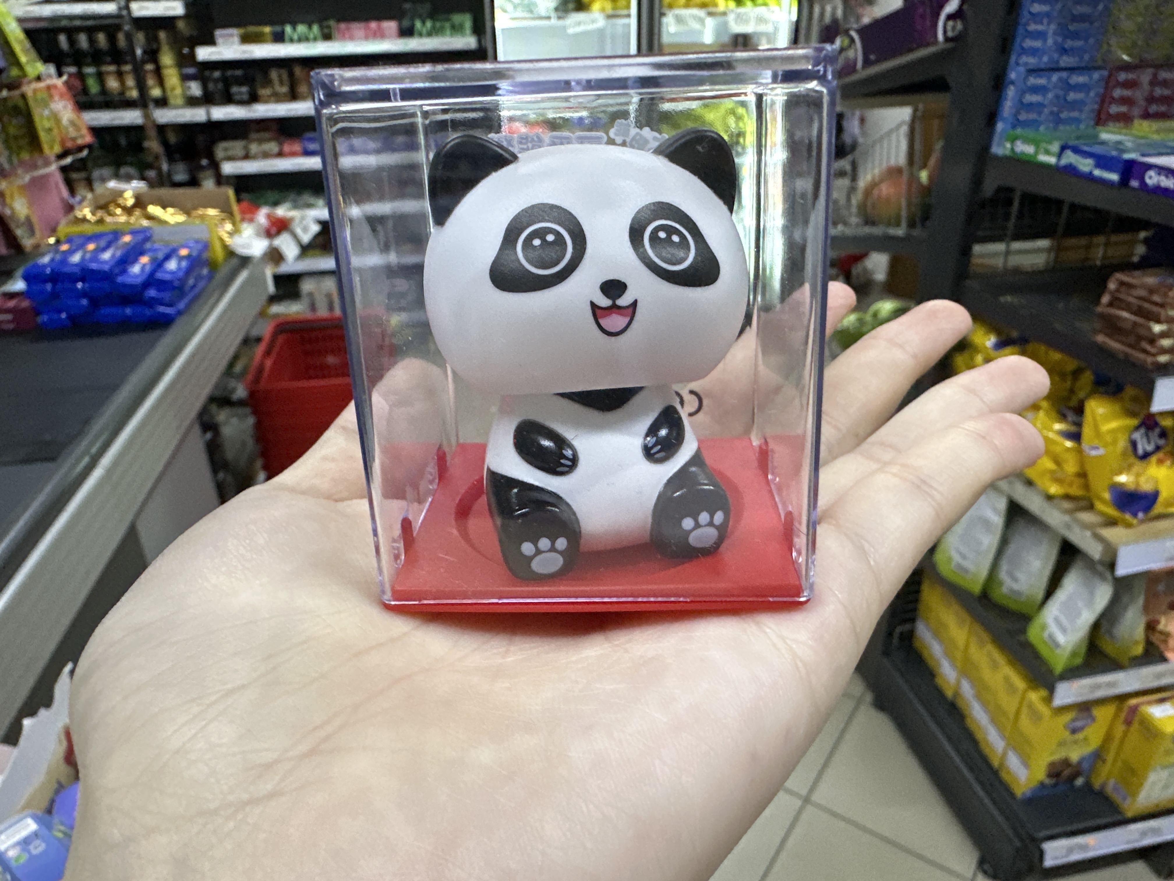 Solární figurka mavací panda 1ks 9cm