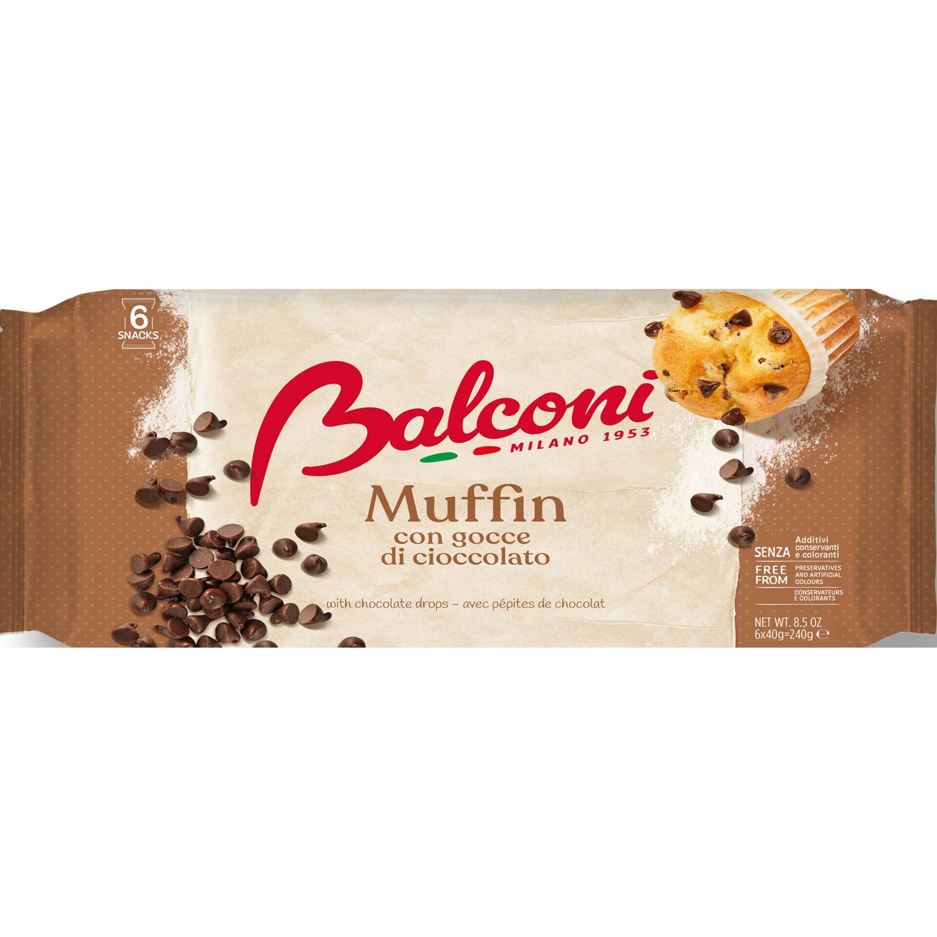 Balconi Muffin com Pepitas de Chocolate 6x40=240g