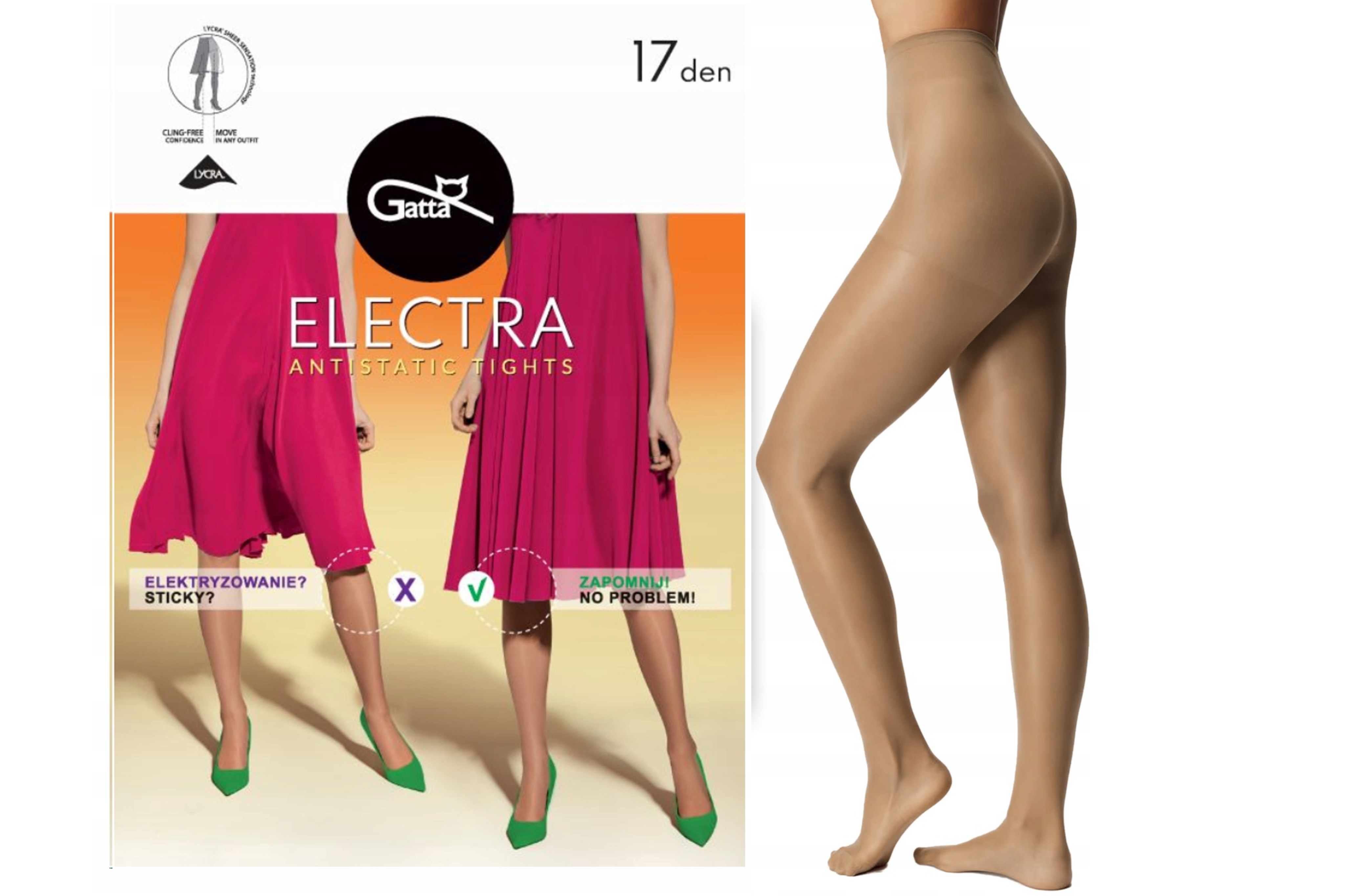 Gatta punčocháče Electra 17 den Lycra Daino 5-XL/1ks