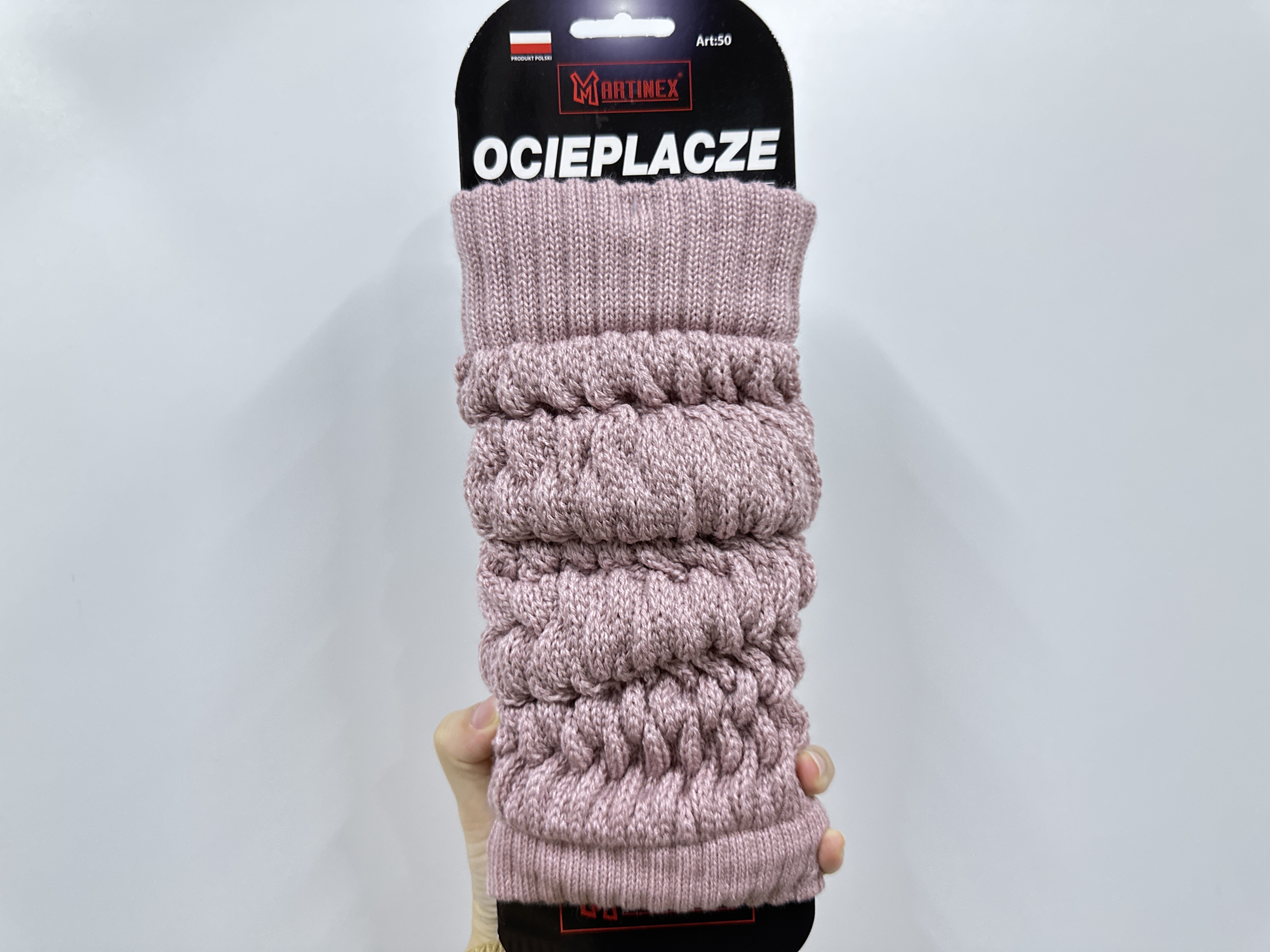 PLETENÉ NÁVLEKY NA NOHY světle růžové  1pár