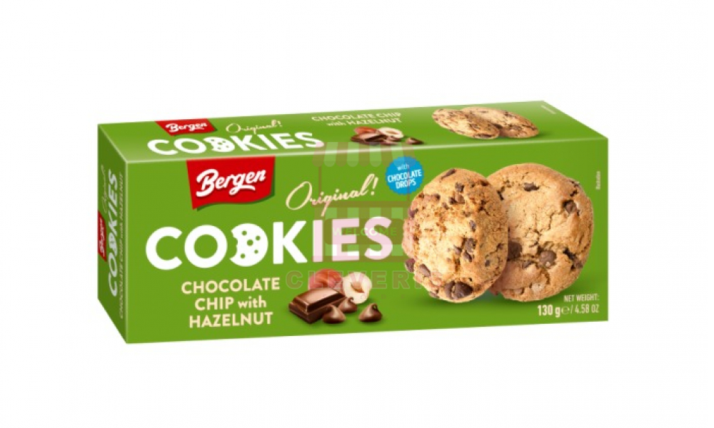 Sušenky Bergen  - CHOCOLATE CHIP WITH HAZELNUT 130g