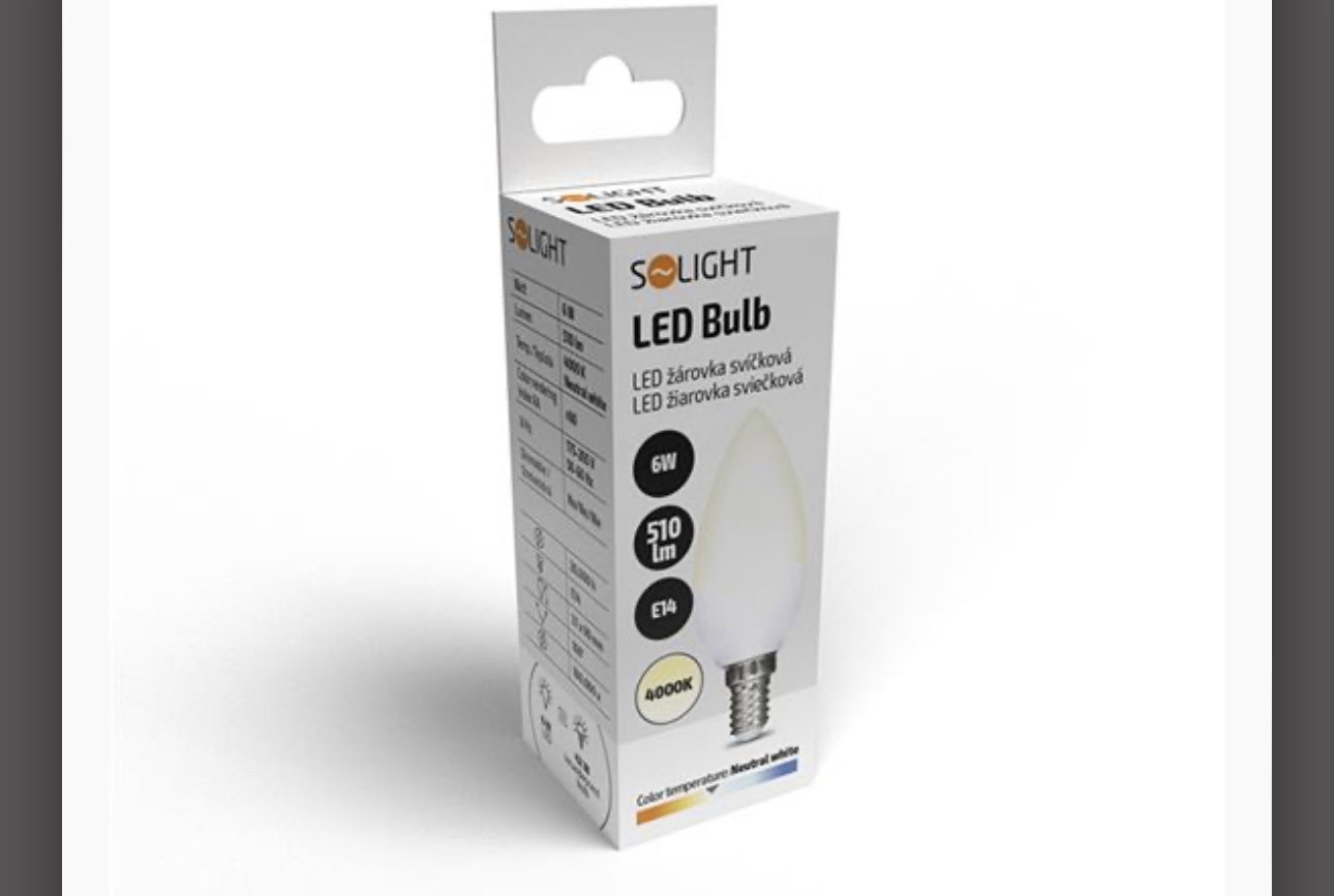 Solight LED žárovka, svíčka, 6W, E14, 4000K, 510lm