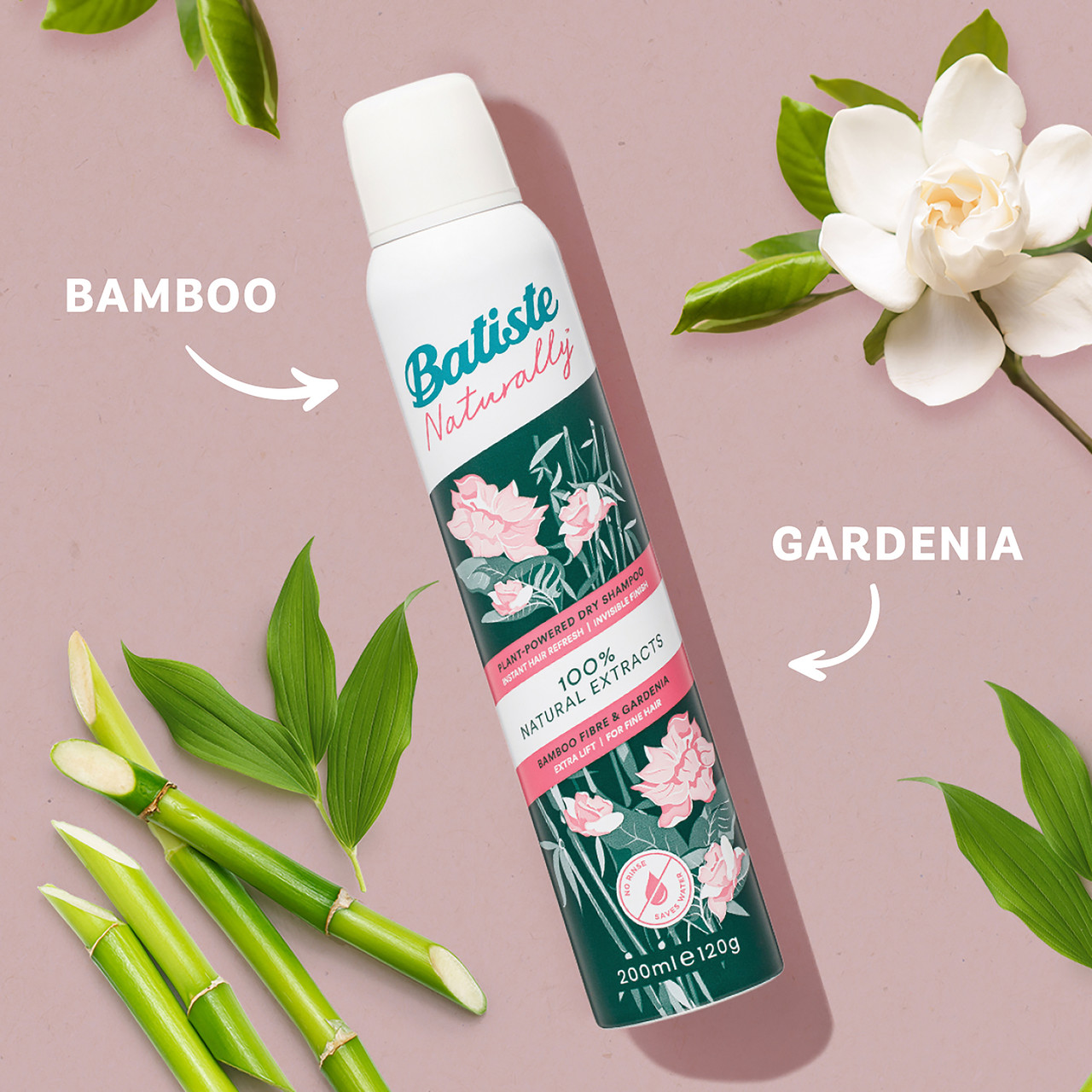 Batiste Naturally Bamboo & Gardenia suchý šampon 200ml