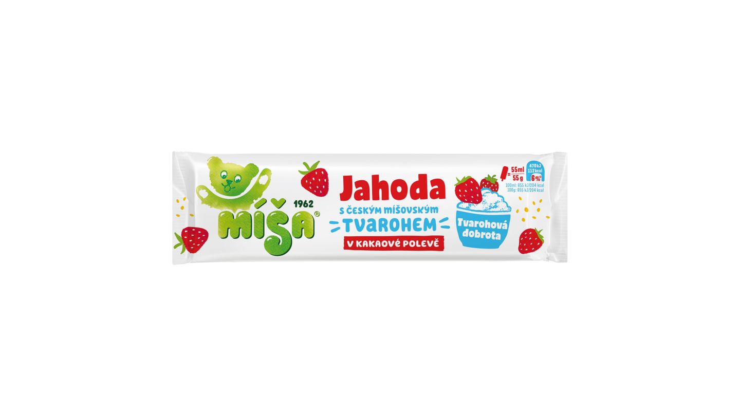 Míša Jahoda s tvarohem v kakaové polevě nanuk 55 ml