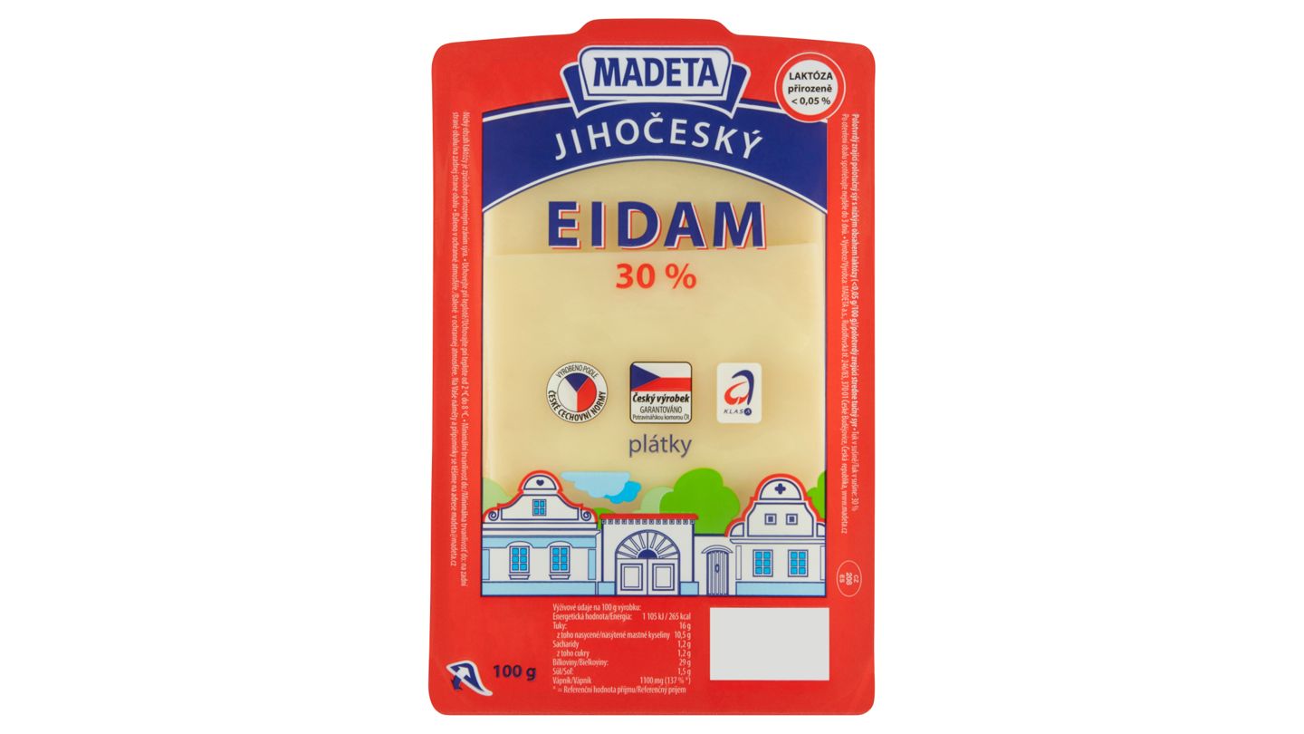 Madeta Jihočeský eidam 30% plátky 100g
