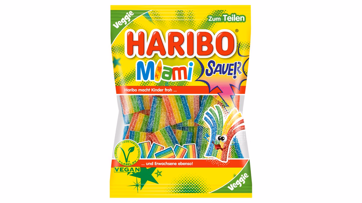 Haribo Miami kyselé želé duhy s ovocnými příchutěmi 175g