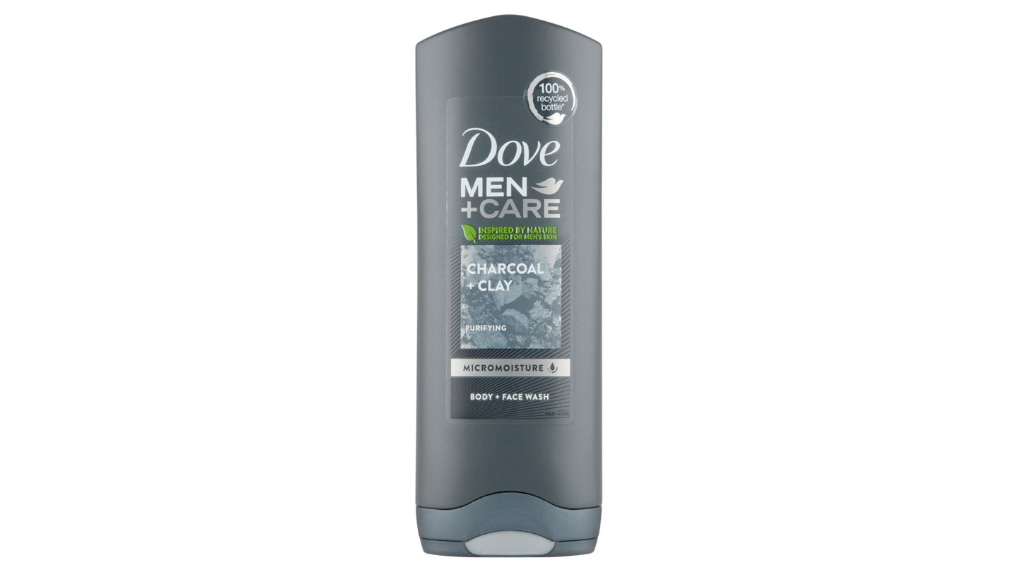 Dove Men+Care Charcoal & Clay sprchový gel na tělo a obličej 250ml
