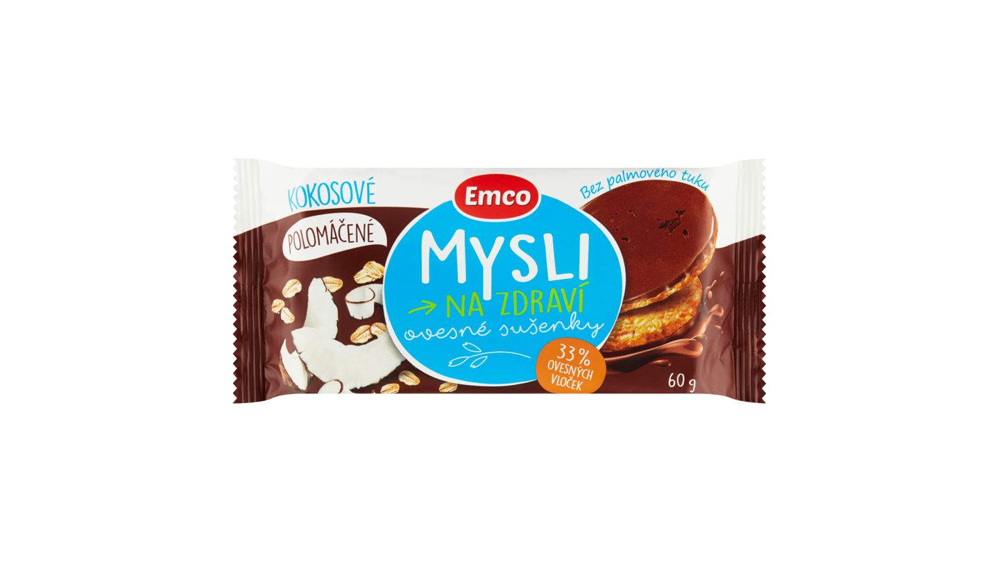 Emco Mysli na Zdraví Ovesné sušenky kokosové polomáčené 60g