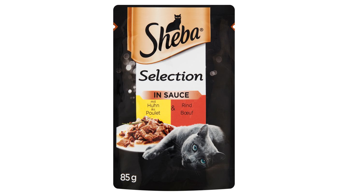Sheba Selection in Sauce kompletní mokré krmivo pro dospělé kočky s kuřecím & hovězím 85g