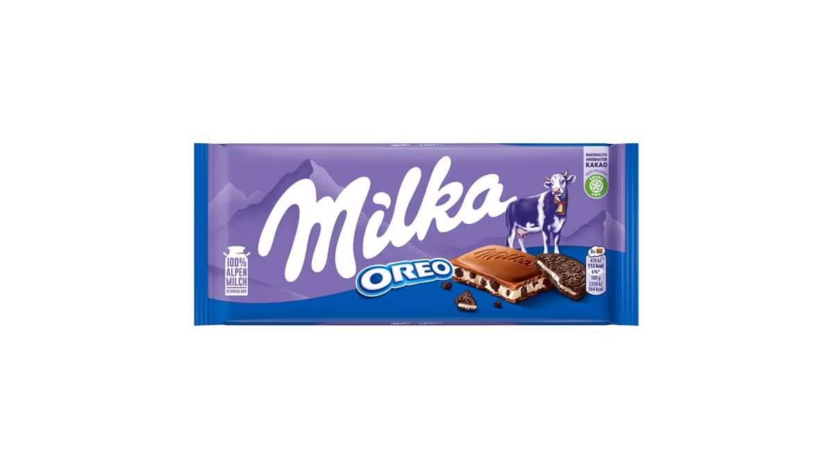 Milka Oreo kousky kakaových sušenek v mléčné čokoládě 100g