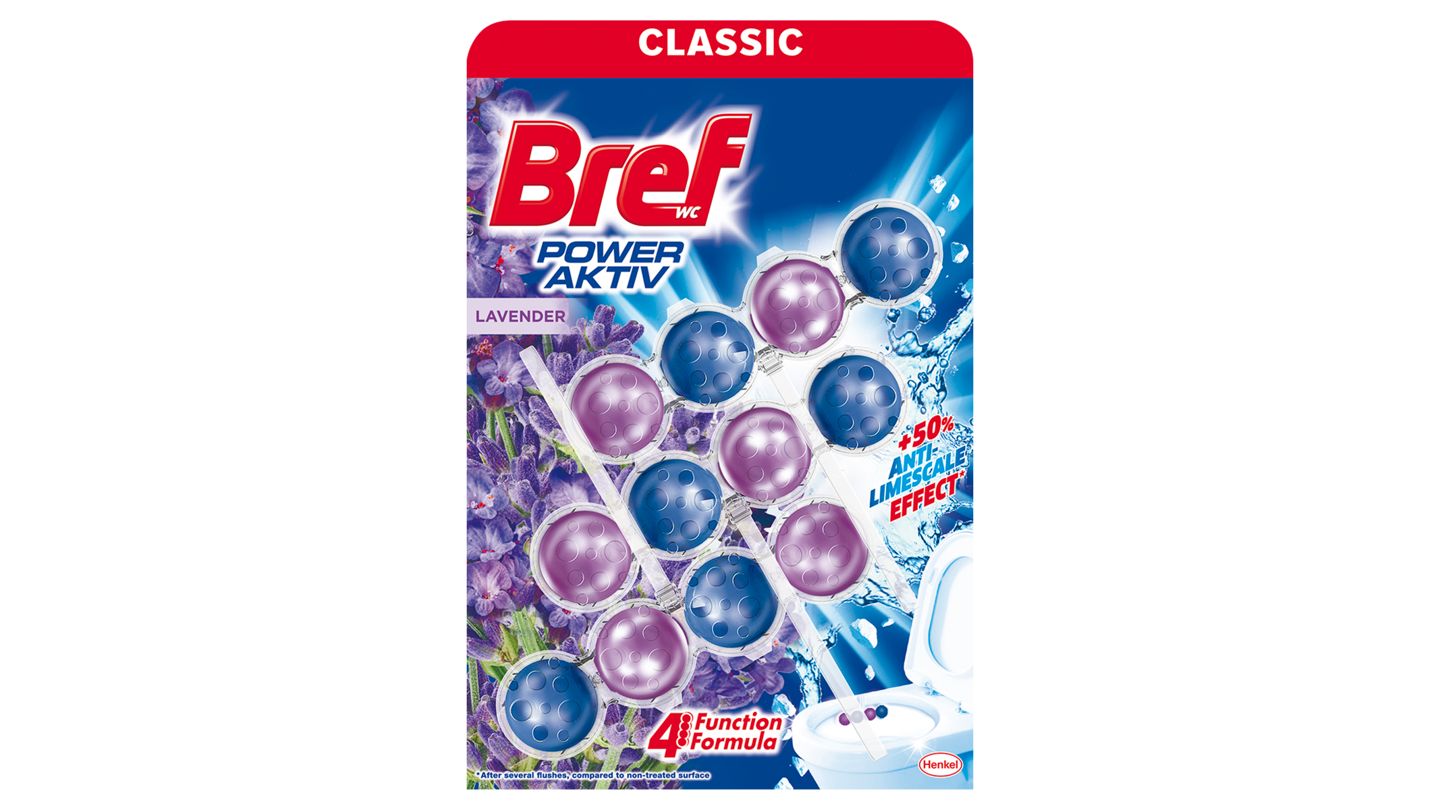 Bref Power Aktiv Lavender tuhý WC blok 3 x 50g