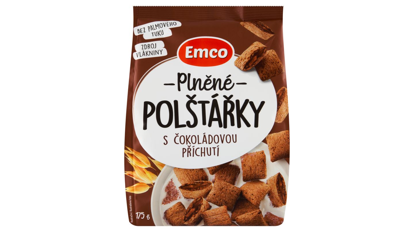 Emco Plněné polštářky s čokoládovou příchutí 175g