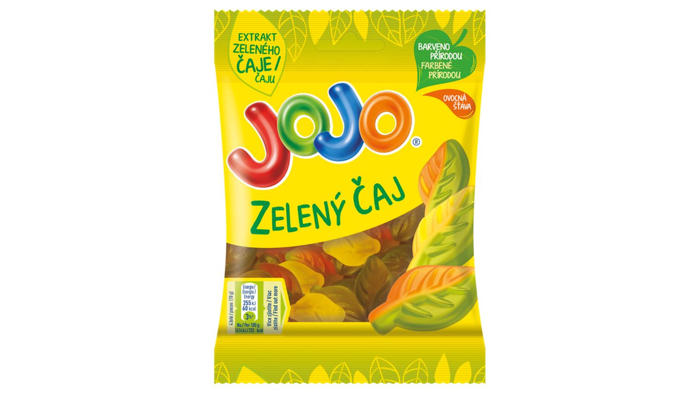 JOJO Zelený čaj želé bonbóny s příchutí broskve a citrónu 80g