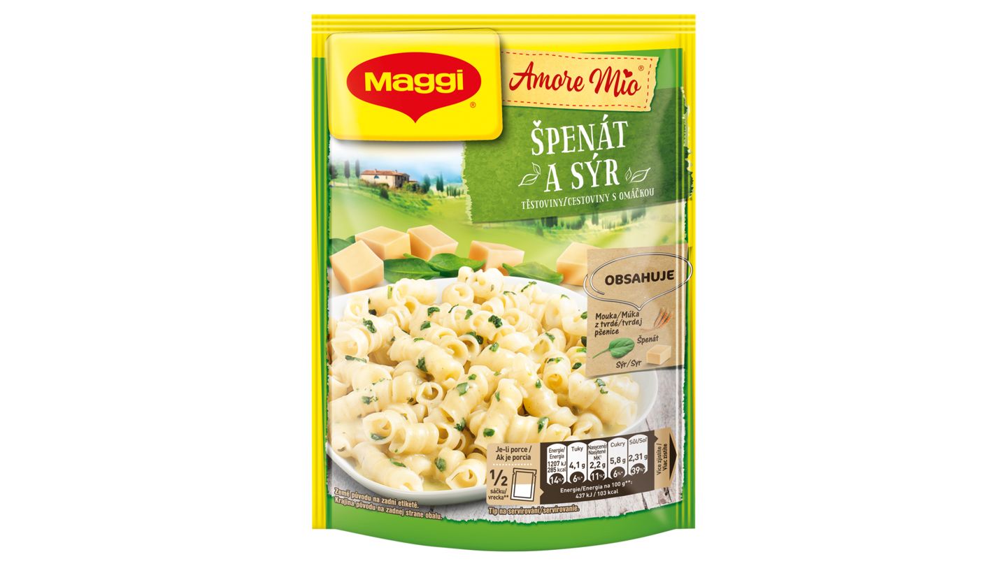 MAGGI Amore Mio Špenát a sýr těstoviny s omáčkou sáček 152g