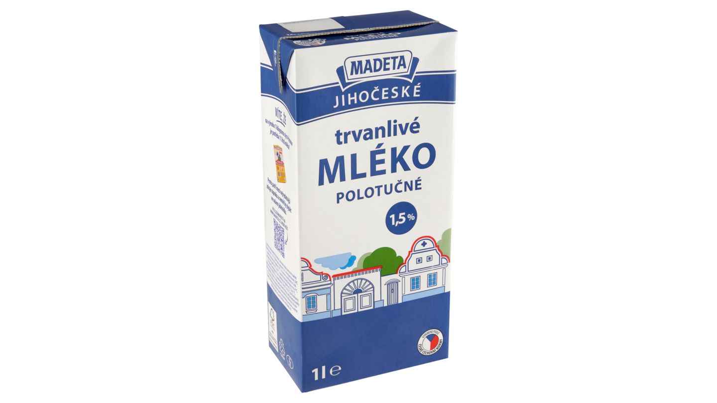 Madeta Jihočeské mléko polotučné trvanlivé 1l