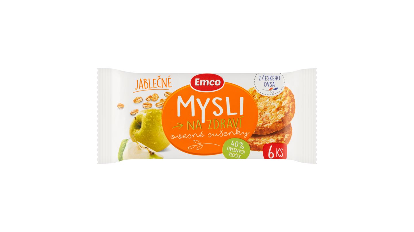 Emco Mysli na Zdraví Ovesné sušenky jablečné 6 ks 60g
