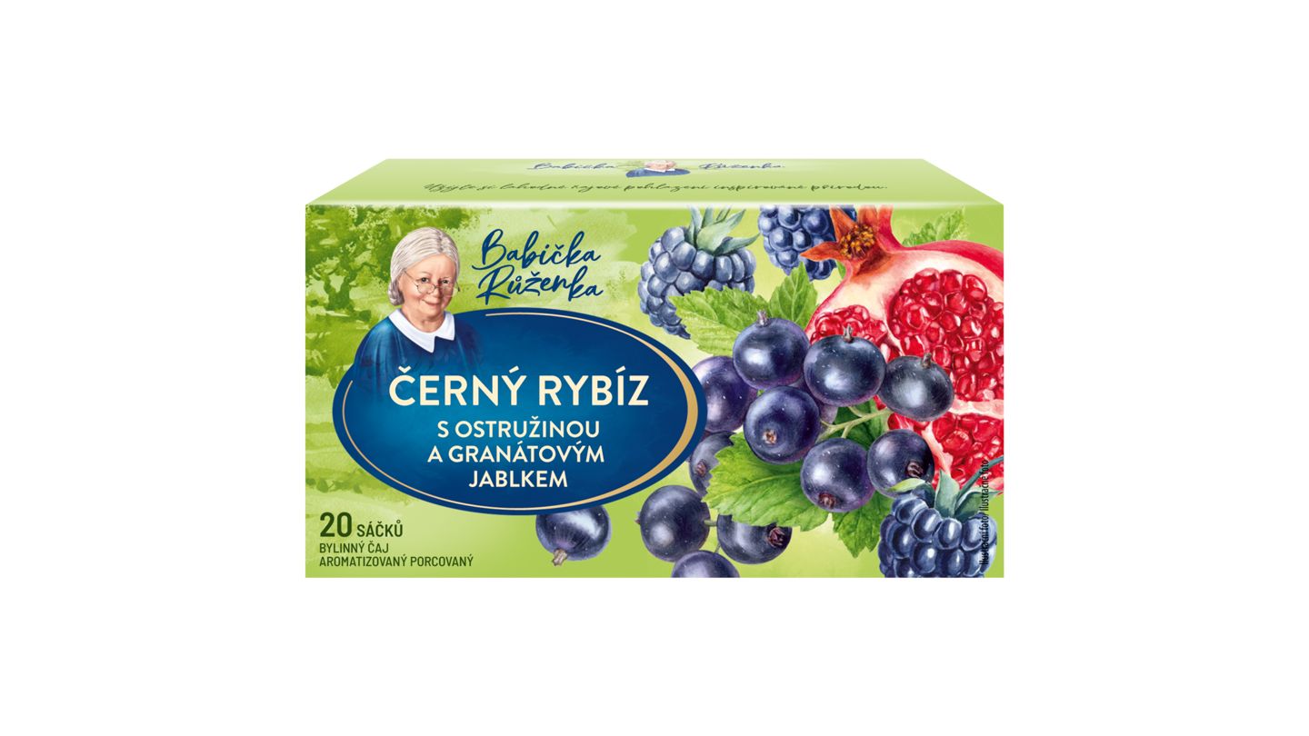 Babička Růženka Bylinný čaj příchuť černý rybíz s ostružinou a granátovým jablkem 20 x 2g (40g)