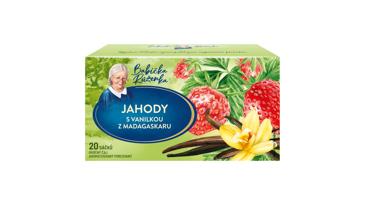 Babička Růženka Ovocno-bylinný čaj aromatizovaný porcovaný příchuť jahody s vanilkou 20 x 2g (40g)