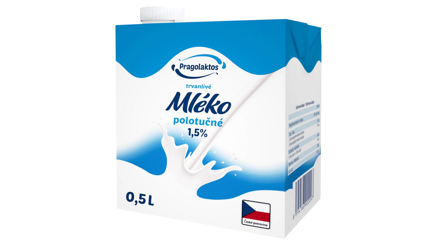Pragolaktos Trvanlivé mléko polotučné 1,5% 0,5l