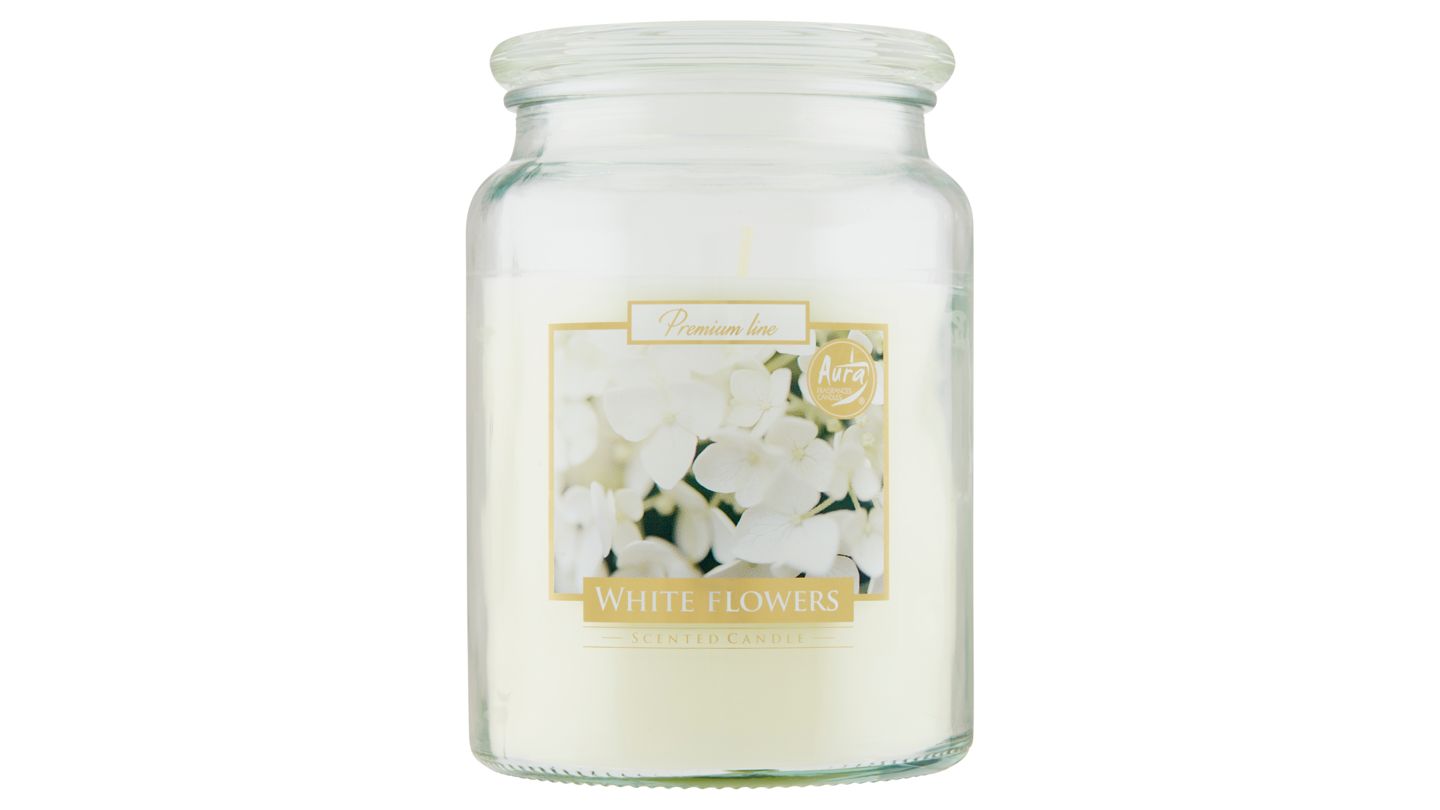 Vonná svíčka ve skle s víkem White flower 500g
