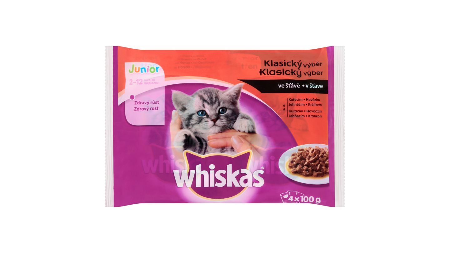 Whiskas Junior klasický výběr ve šťávě 4 x 100g
