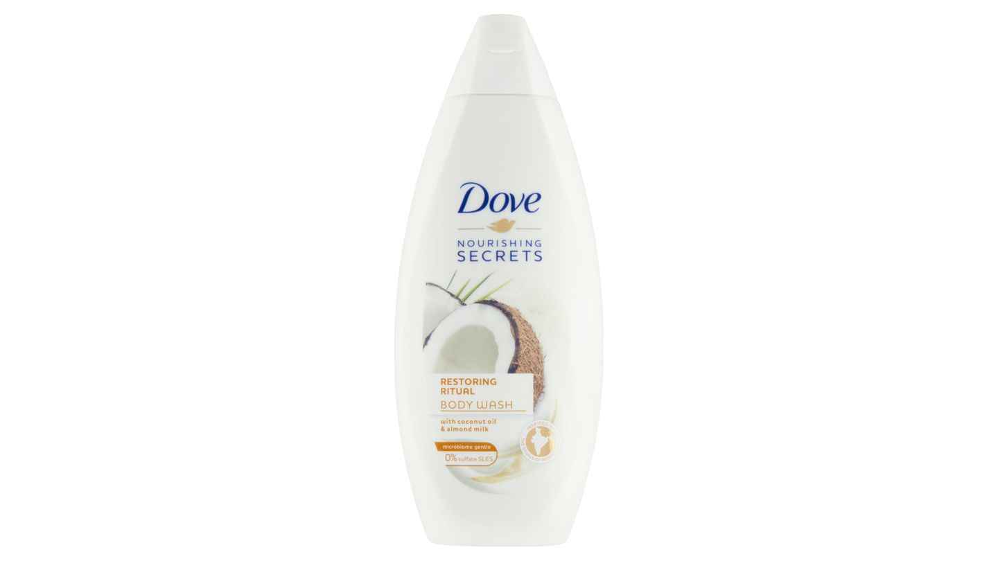 Dove Sprchový gel Restoring s kokosovým olejem a mandlovým mlékem hydratační a bez sulfátů 250ml
