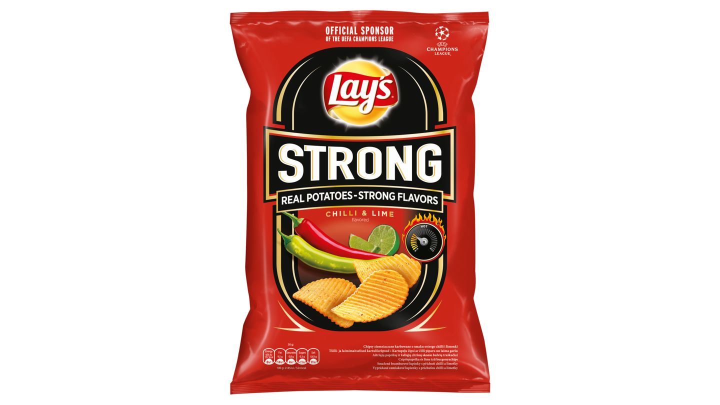 Lay's Strong Smažené bramborové lupínky s příchutí chilli a limetky 190g