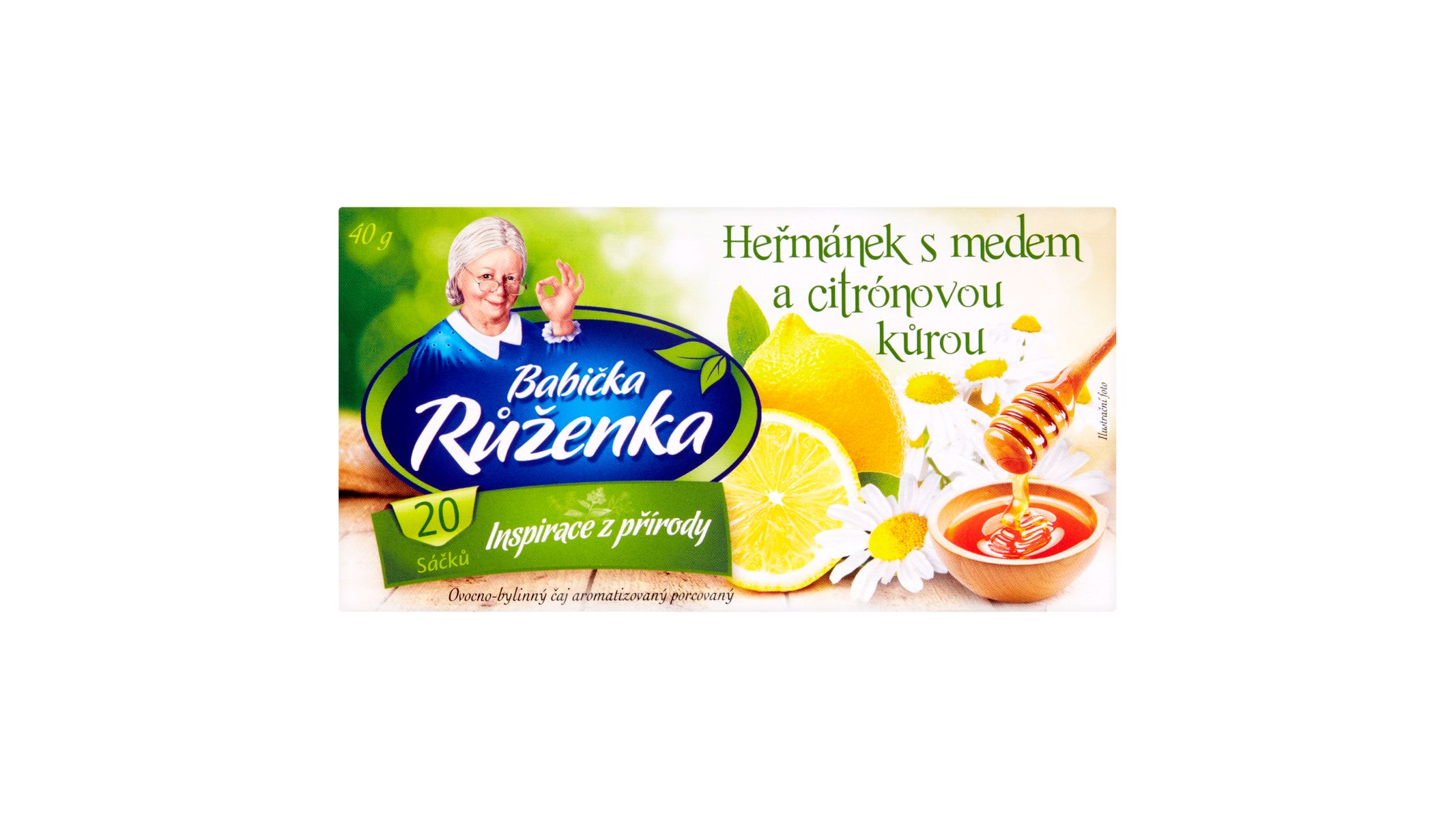 Babička Růženka Ovocno-bylinný čaj heřmánek s medem a citrónovou kůrou 20 x 2g