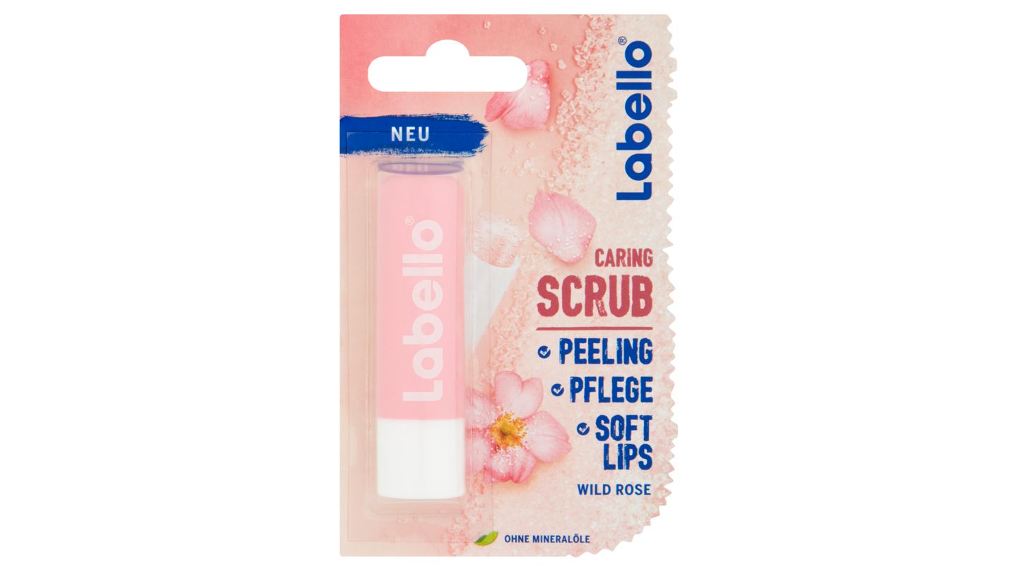 Labello Wild Rose Pečující peeling na rty 4,8 g
