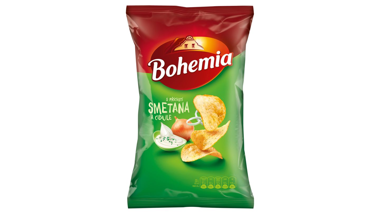 Bohemia Chips s příchutí smetana a cibule 130g