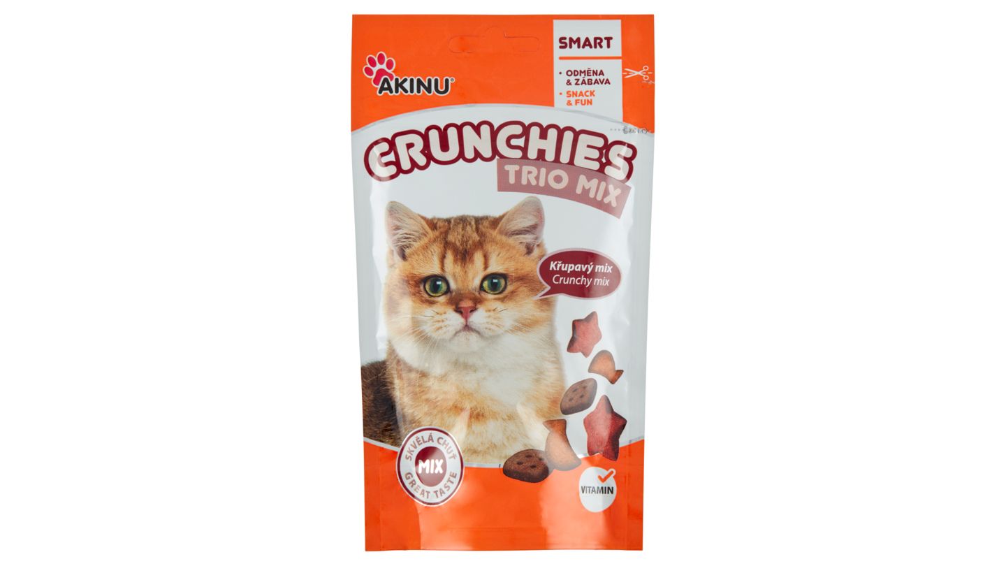 Akinu Crunchies pro kočky hovězí & krůta & kuře 50g