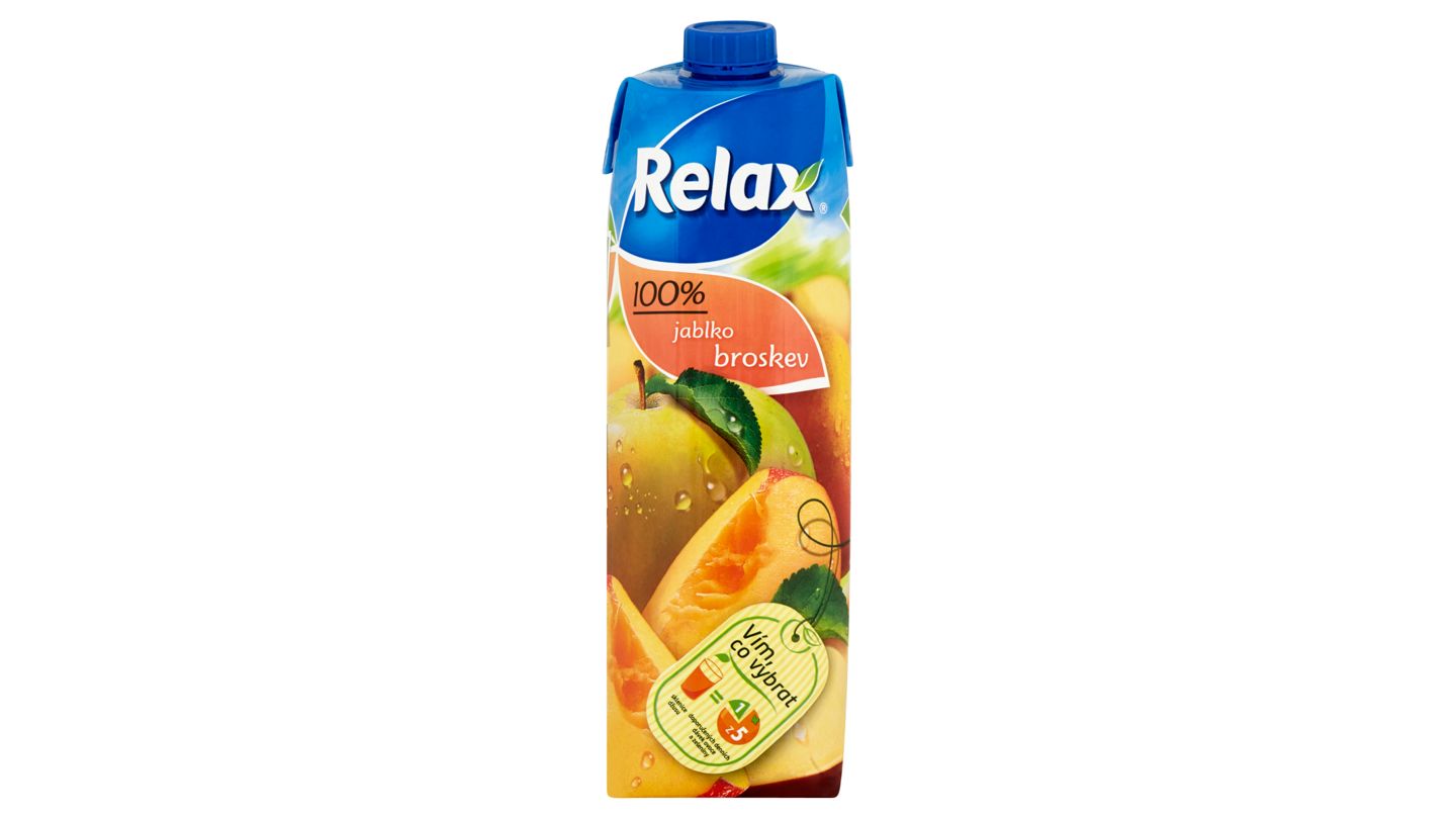 Relax 100% jablko broskev 1l