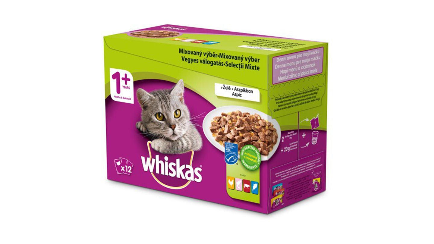 Whiskas Mixovaný výběr v želé 12 x 100g (1,2kg) (zeleny)