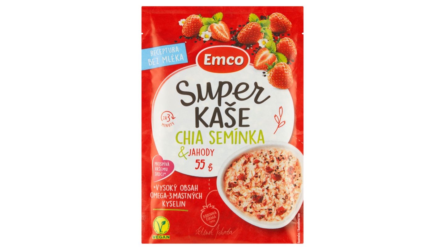 Emco Super kaše chia semínka & jahody 55 g