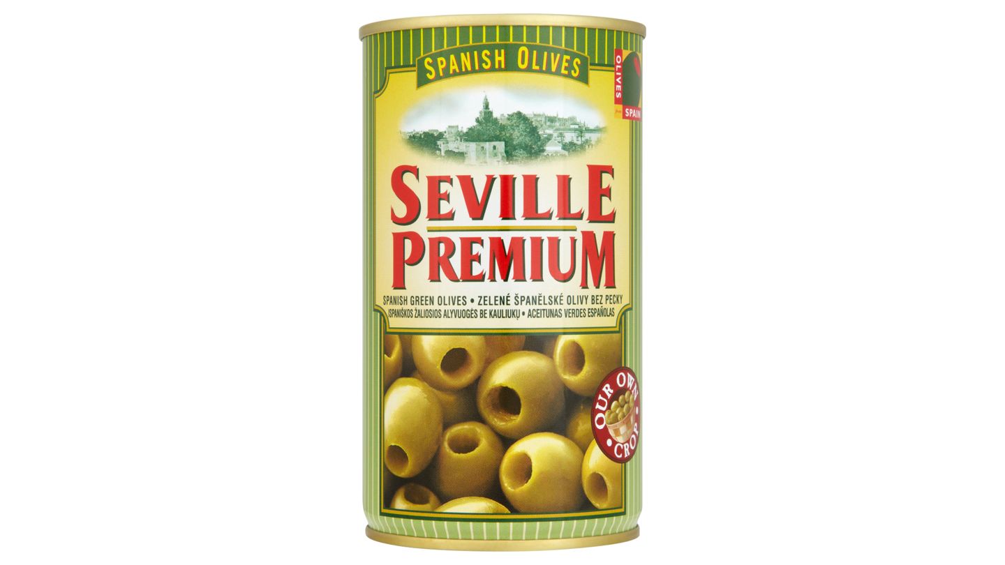 Seville Premium Zelené španělské olivy bez pecky 350g