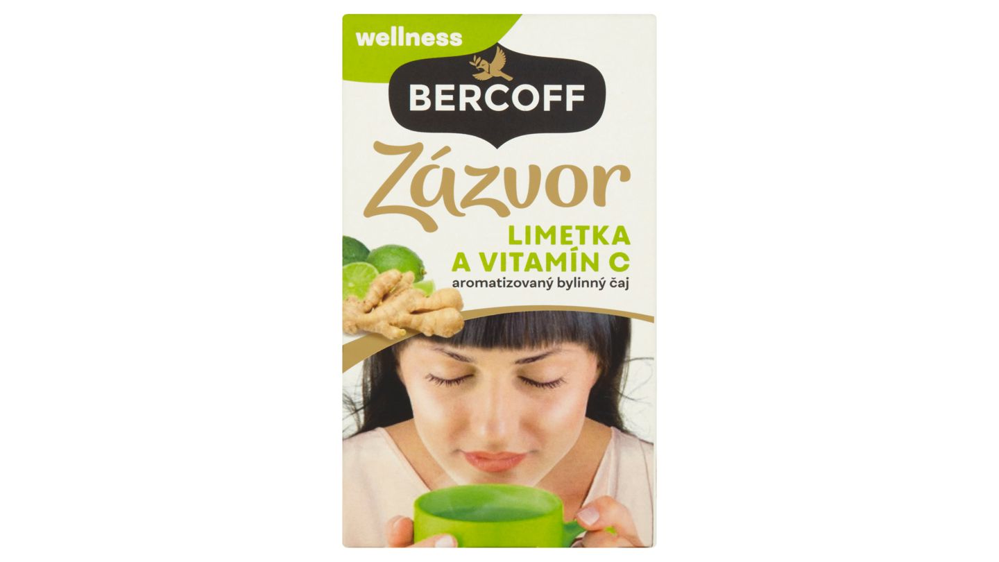 Bercoff Wellness Zázvor, limetka a vitamín C aromatizovaný bylinný čaj 18 x 2g