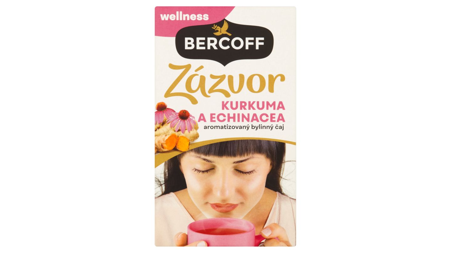 Bercoff Wellness Zázvor, kurkuma a echinacea aromatizovaný bylinný čaj 18 x 2g