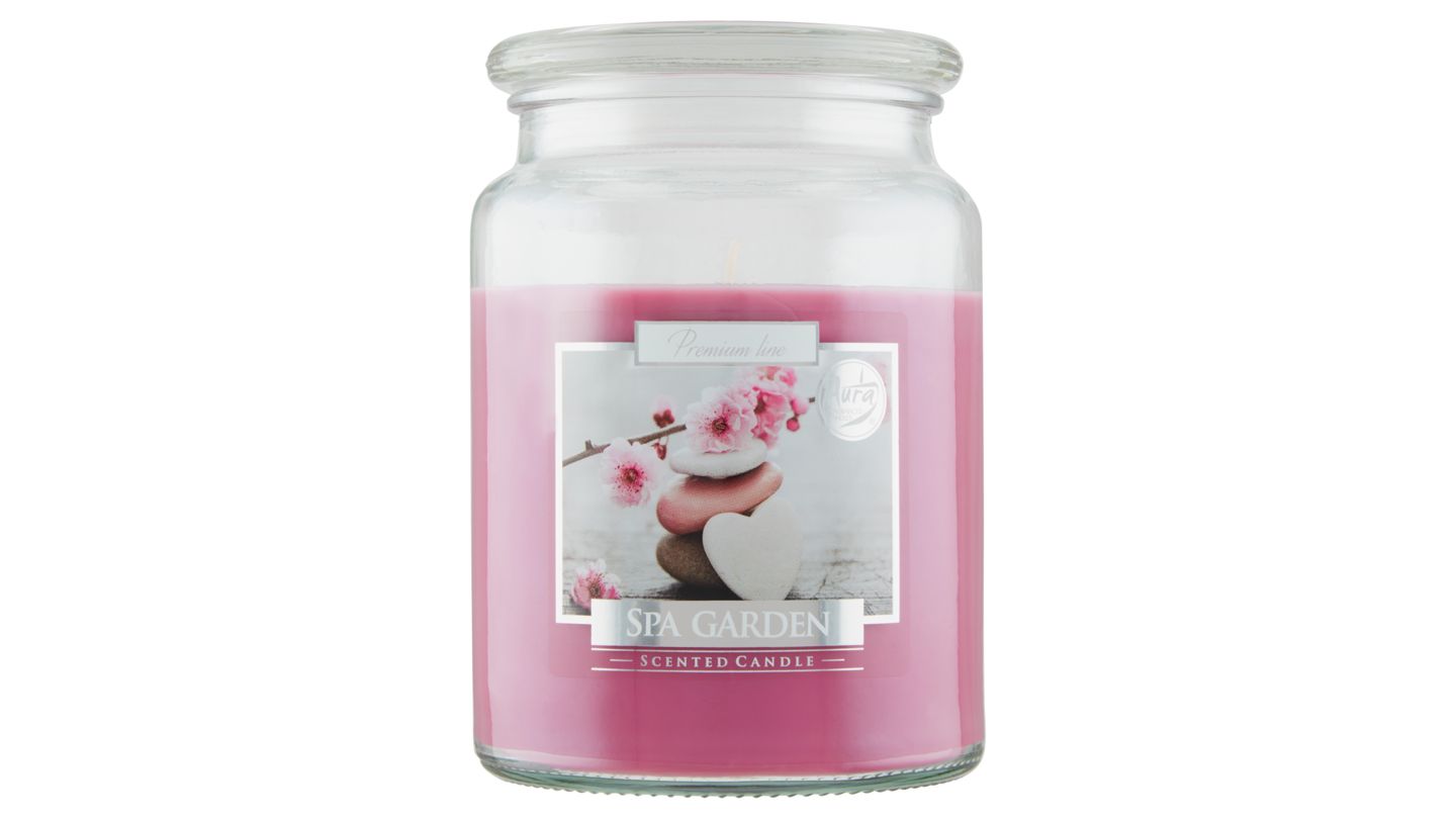 Vonná svíčka  ve skle s víkem Spa Garden 500g