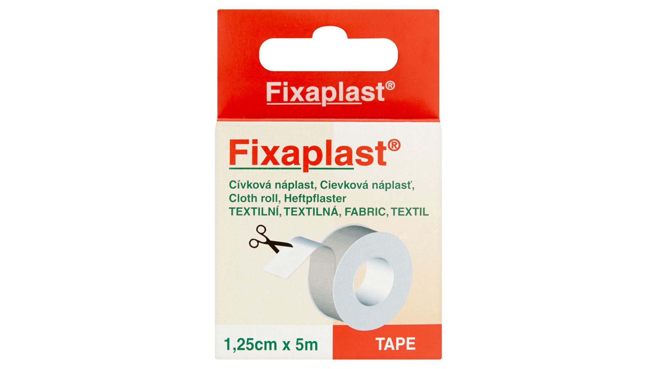 Fixaplast Tape textilní cívková náplast 1,25cm x 5m