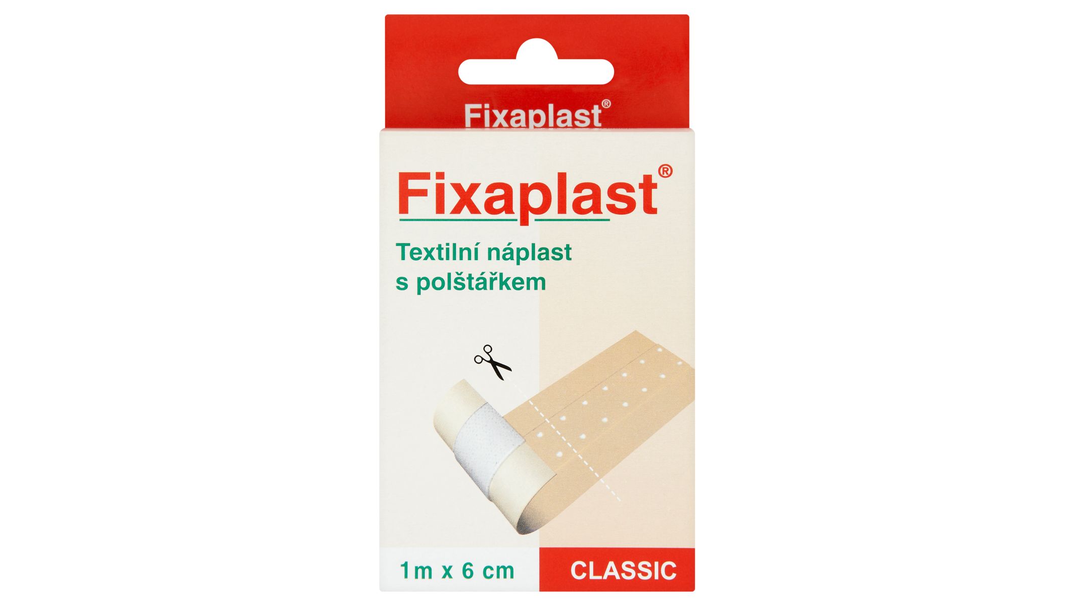 Fixaplast Classic textilní náplast s polštářkem 1m x 6cm