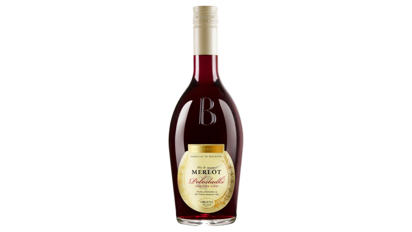 Bostavan Merlot červené polosladké víno 750ml 12,5%