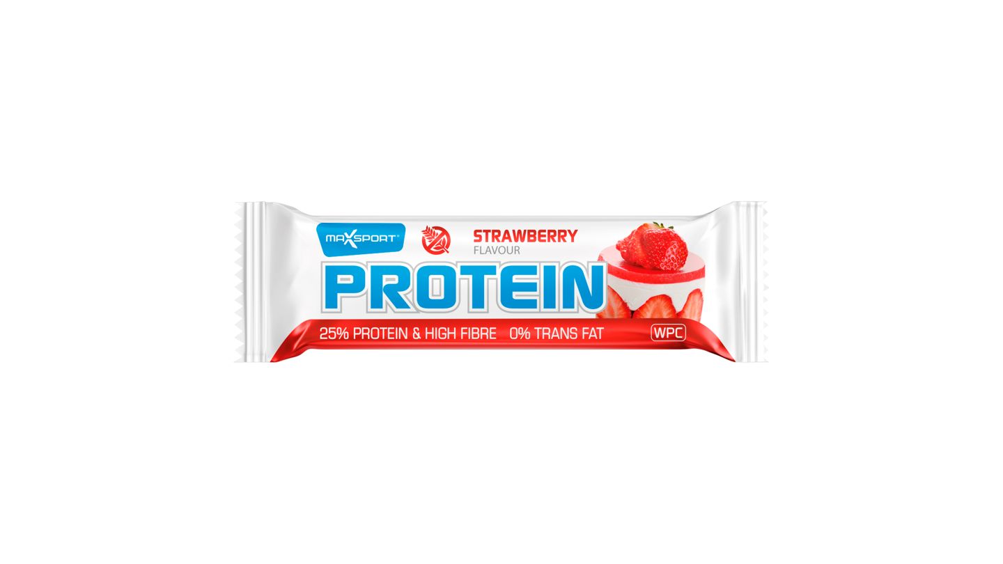 MaxSport Proteinová tyčinka v bílé polevě jahodová 60g