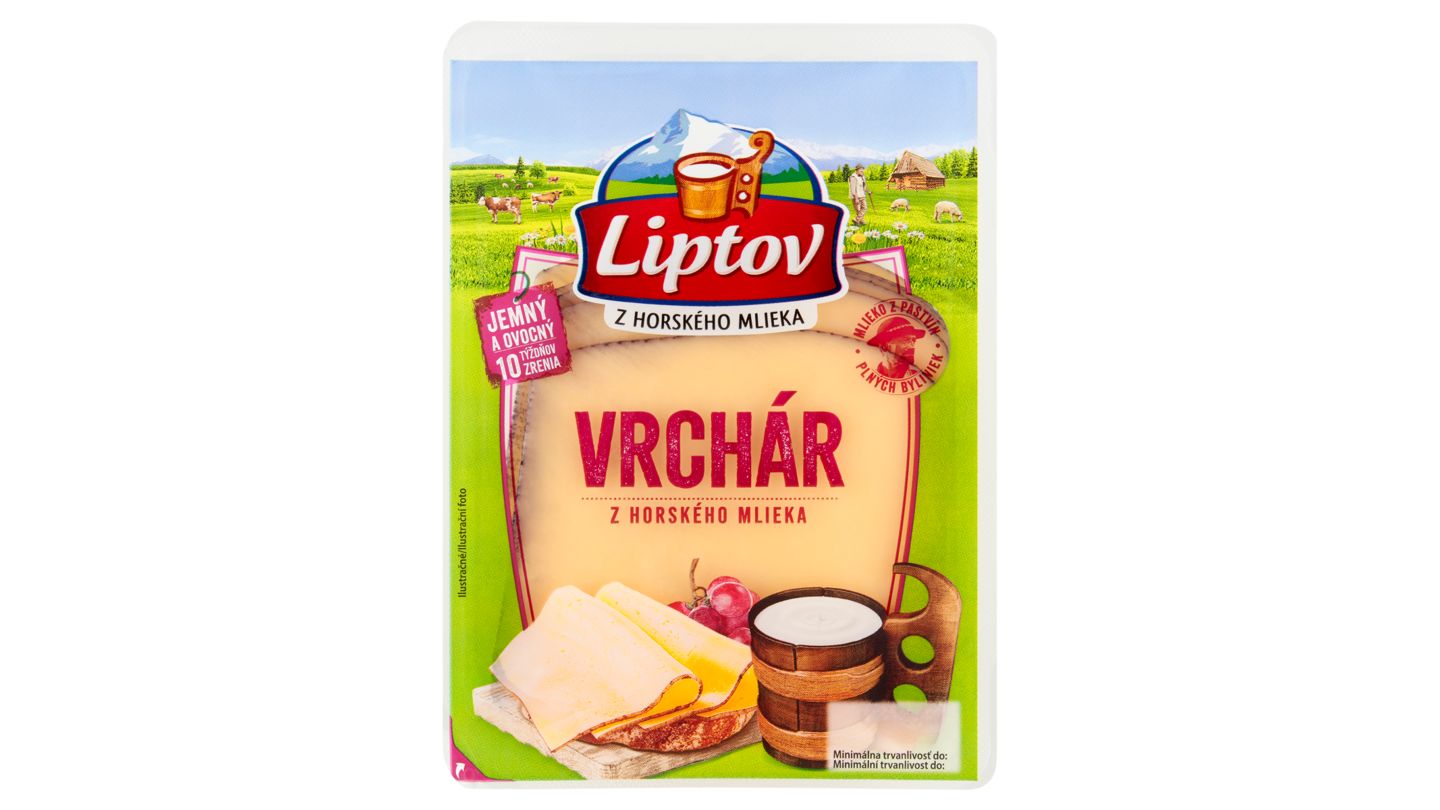 Liptov Vrchár jemný a ovocný přírodní plátkovaný sýr 100g